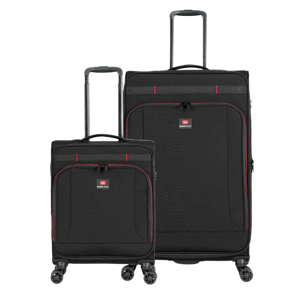 זוג מזוודות בד גדולה וטרולי עליה למטוס ״28 + ״20 מתרחבות אולטרא לייט מבית המותג ®CABIN FLY דגם SkyLite