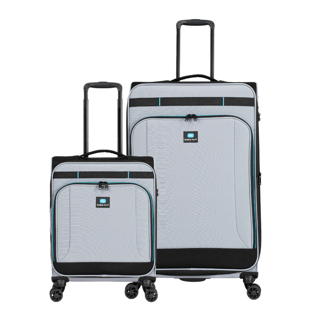זוג מזוודות בד גדולה וטרולי עליה למטוס ״28 + ״20 מתרחבות אולטרא לייט מבית המותג ®CABIN FLY דגם SkyLite