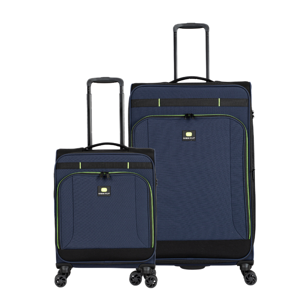 זוג מזוודות בד גדולה וטרולי עליה למטוס ״28 + ״20 מתרחבות אולטרא לייט מבית המותג ®CABIN FLY דגם SkyLite
