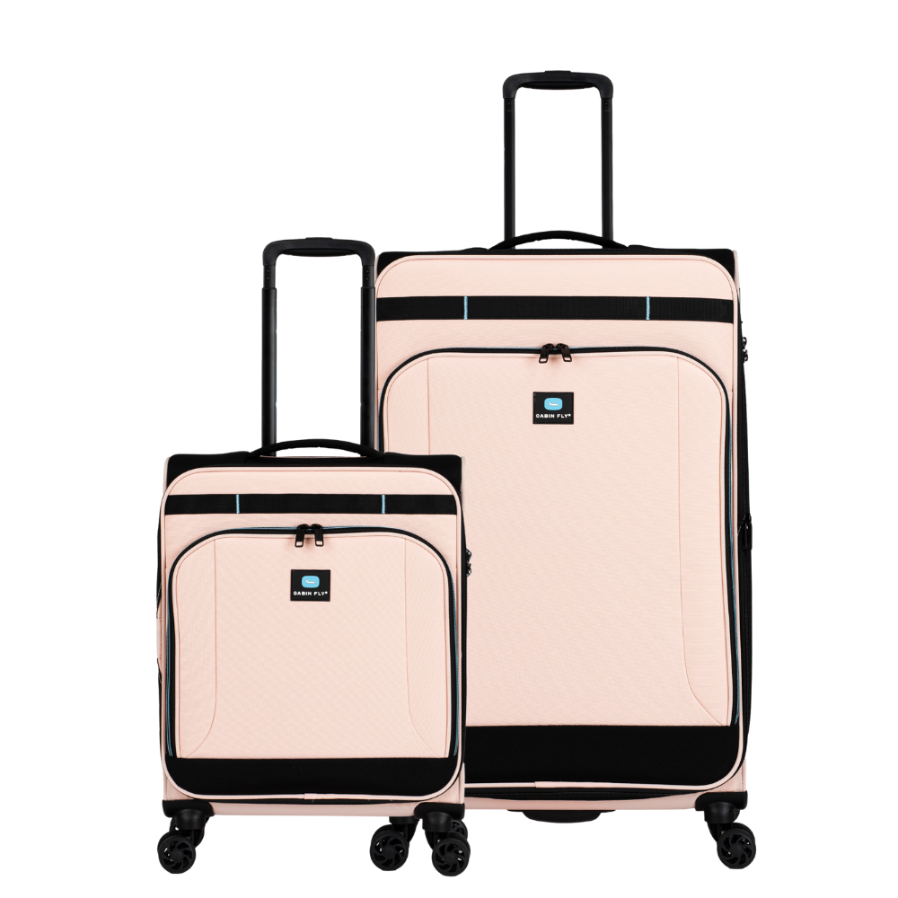 זוג מזוודות בד גדולה וטרולי עליה למטוס ״28 + ״20 מתרחבות אולטרא לייט מבית המותג ®CABIN FLY דגם SkyLite