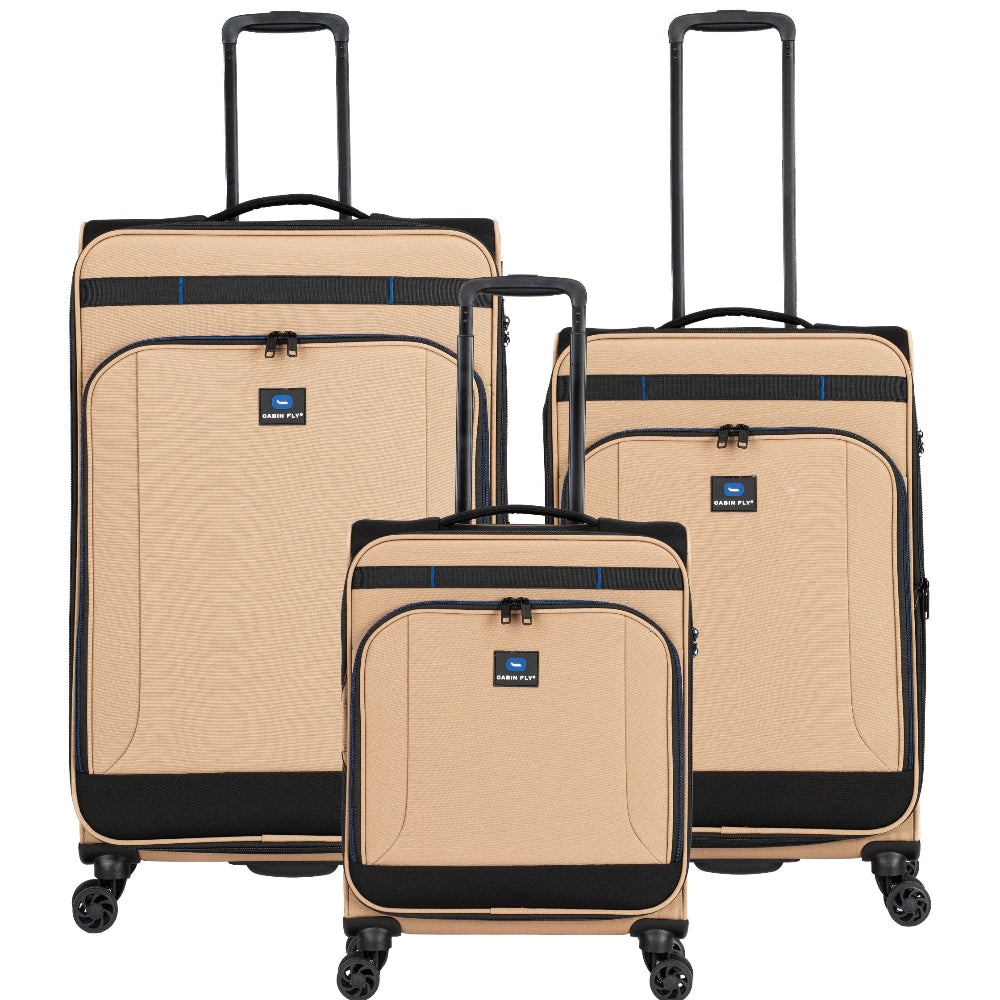 סט מזוודות בד מתרחבות אולטרא לייט ״28+״24+״20 מבית המותג ®CABIN FLY דגם SkyLite
