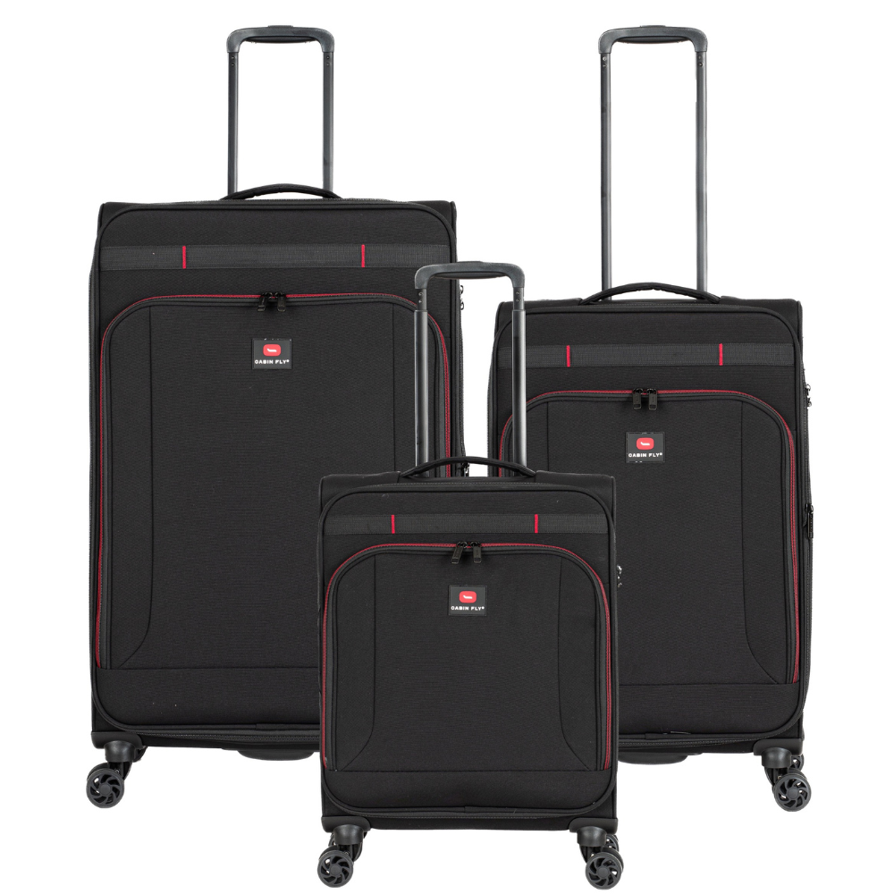 סט מזוודות בד מתרחבות אולטרא לייט ״28+״24+״20 מבית המותג ®CABIN FLY דגם SkyLite