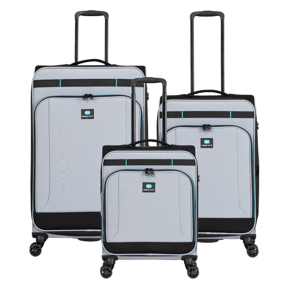 סט מזוודות בד מתרחבות אולטרא לייט ״28+״24+״20 מבית המותג ®CABIN FLY דגם SkyLite