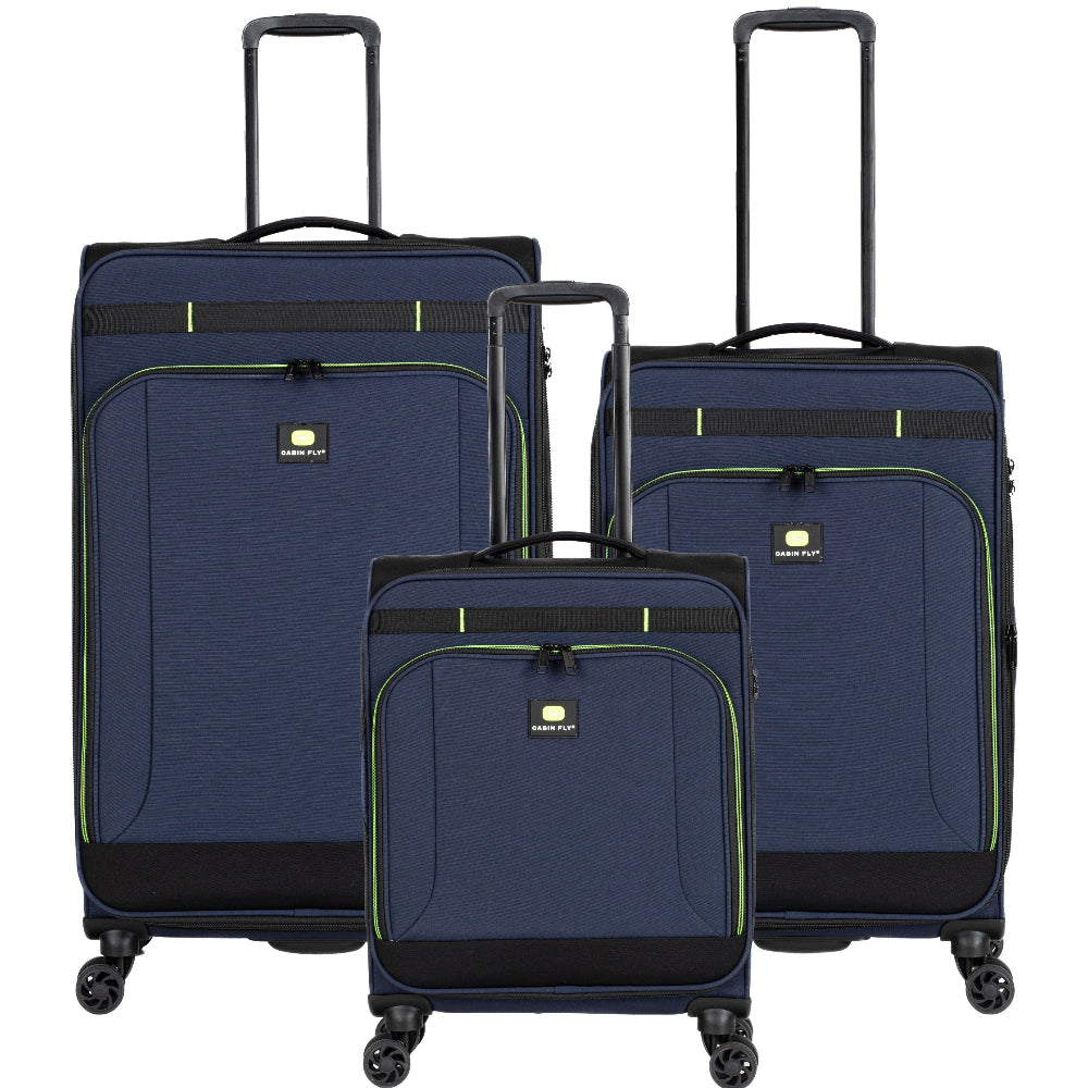 סט מזוודות בד מתרחבות אולטרא לייט ״28+״24+״20 מבית המותג ®CABIN FLY דגם SkyLite