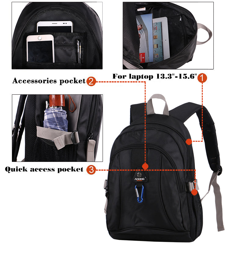 תיק גב איכותי מבית המותג AOKING דגם SCHOOL BACKPACK 306