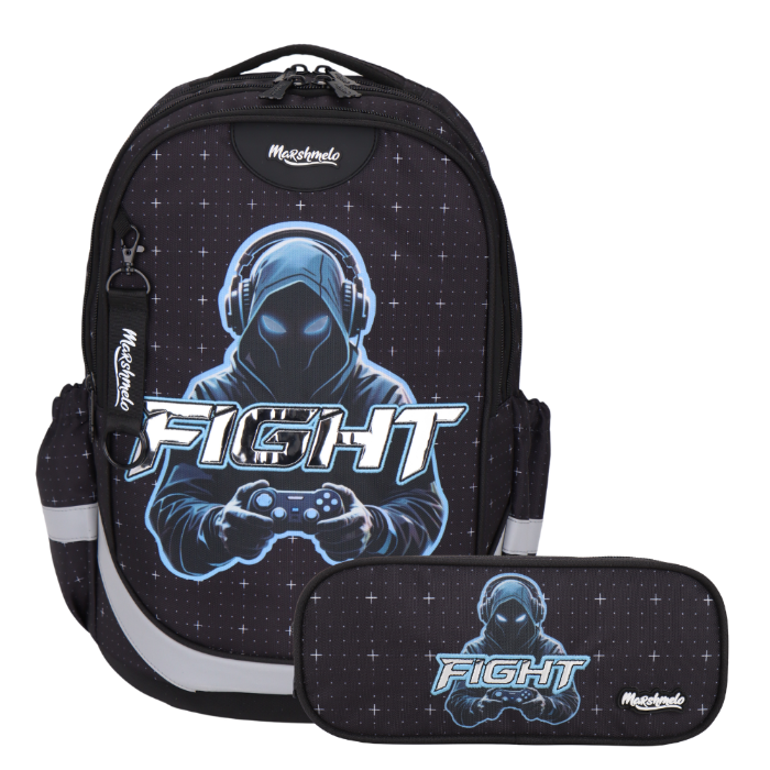תיק בית ספר אורטופדי 3 תאים עם קלמר תואם דגם Fight מבית  marshmelo | Dreamland