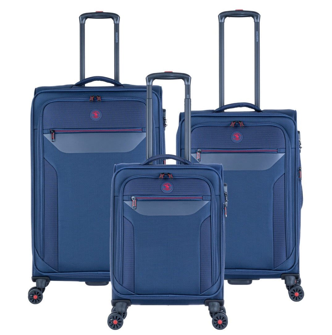 סט 3 מזוודות בד רכות מתרחבות בעיצוב קלאסי יוקרתי מבית Polo Club דגם ATLANTA 2.0 צבע נייבי