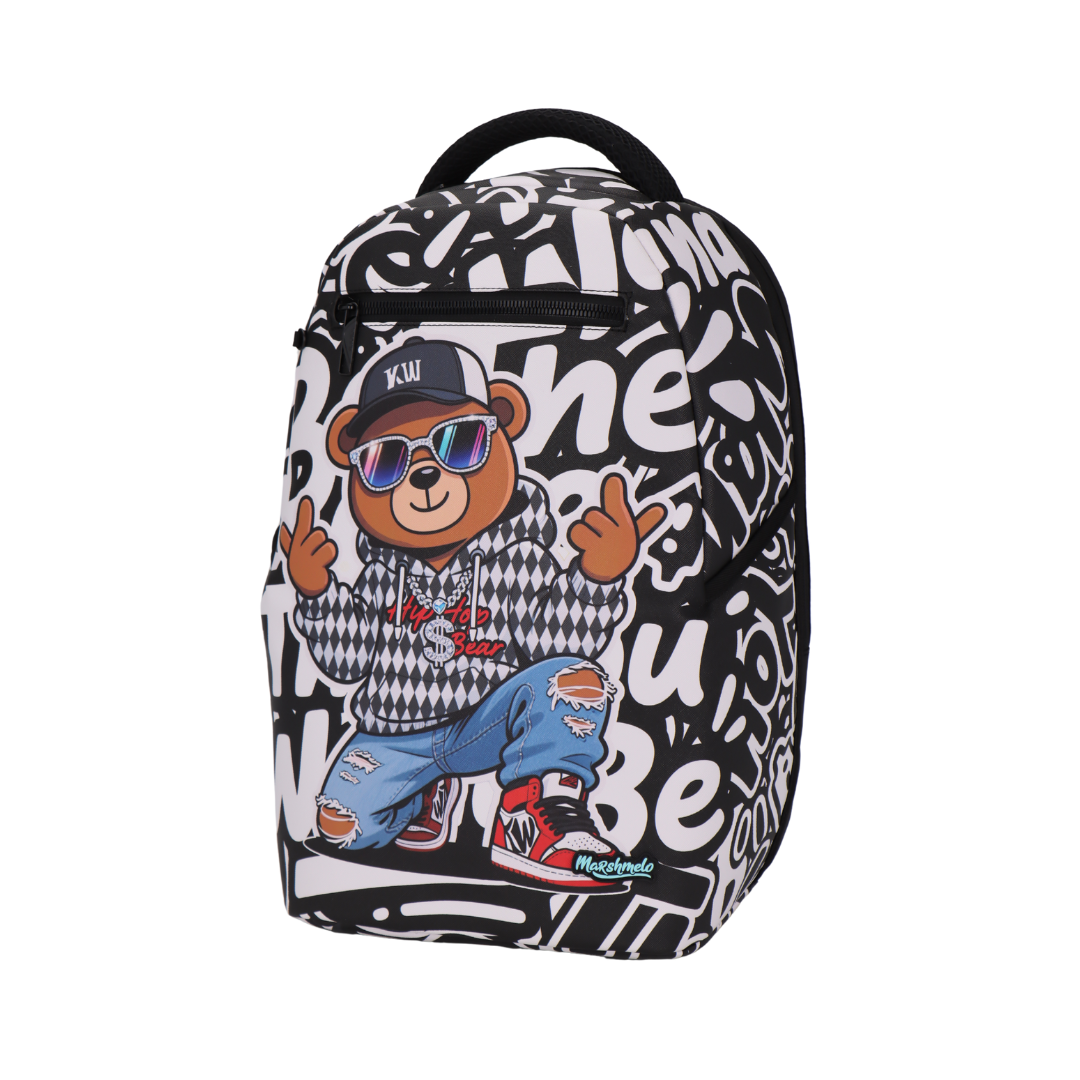 תיק גב מודפס לבית ספר גרפיטי מסדרת hype Collection מבית המותג MARSHMELO דגם Lil Rapper Bear 