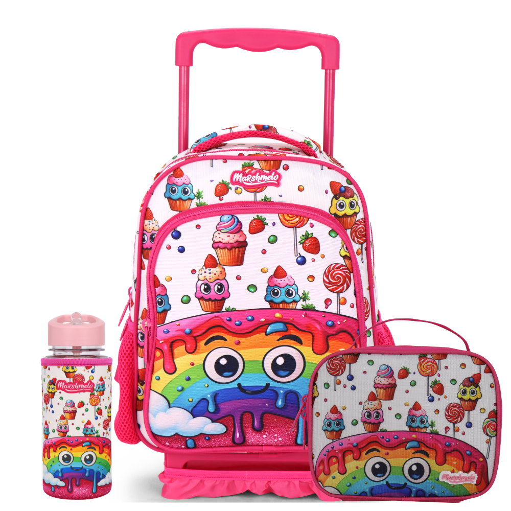 סט תיק גן עם טרולי מובנה 5 ב 1 דגם גלידה מסדרת Dreamland Trolly set מבית Marshmelo