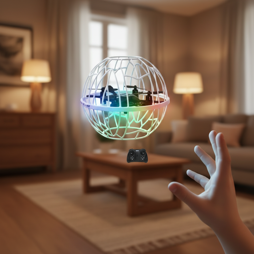 רחפן כדורי נטען עם שלט רחוק תאורת LED מבית Marshmalo Electric