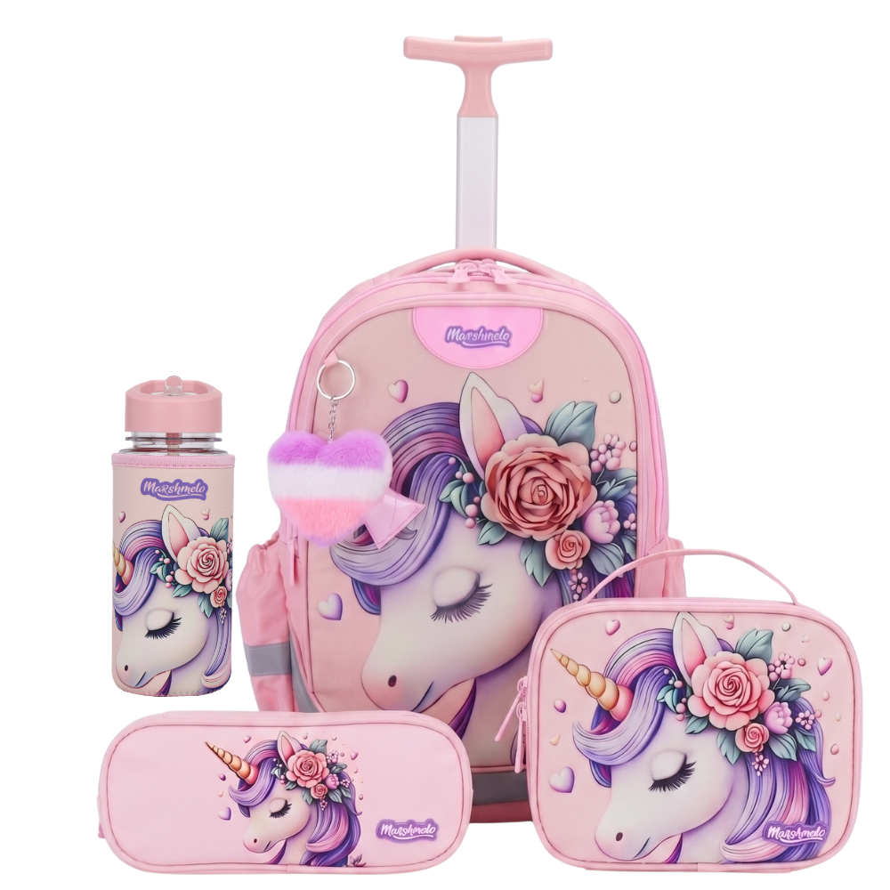 מארז תיק אורתופדי 9 ב 1 כולל עגלה דגם יוניקורן Dramland Deluxe מבית Marshmelo