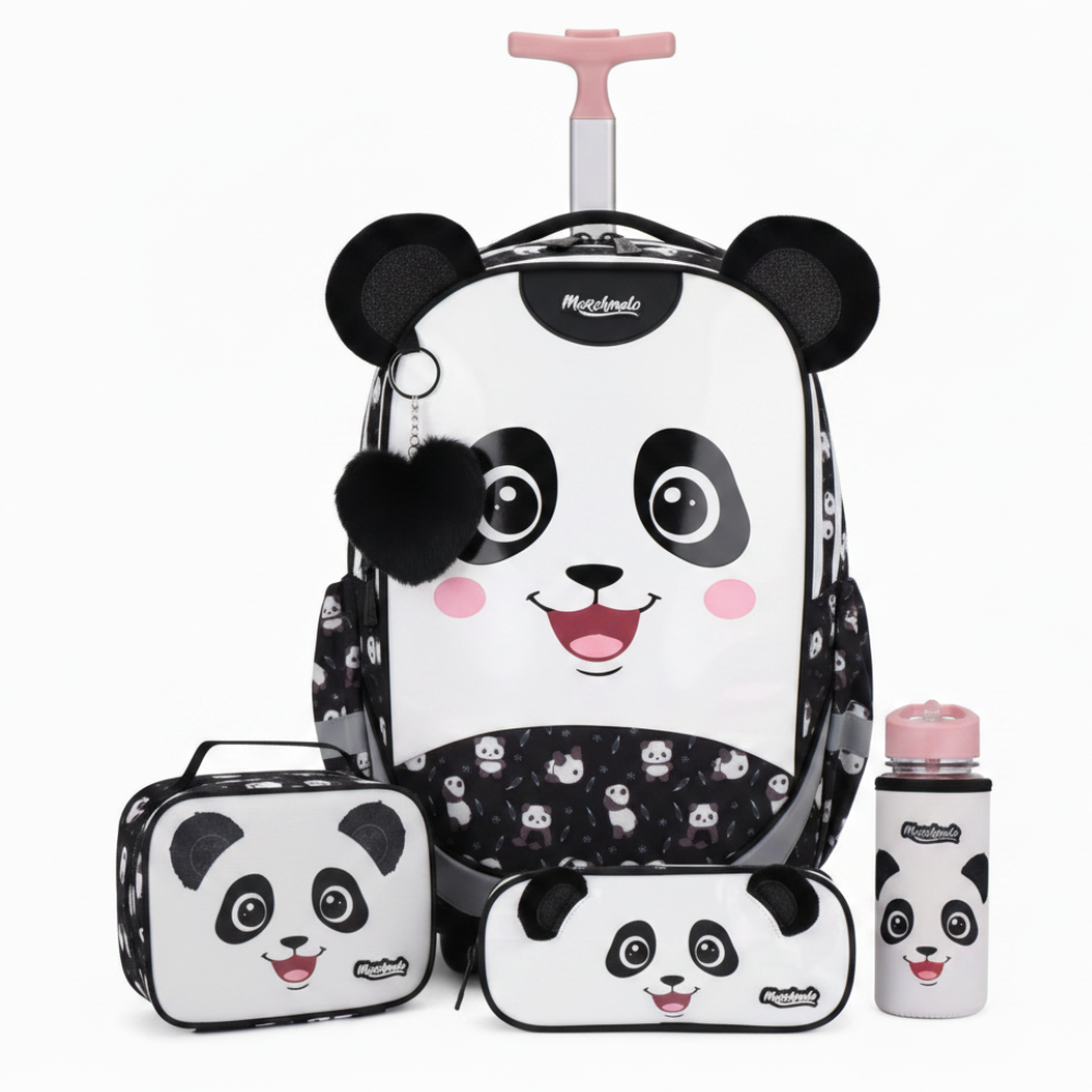 סט 9 ב 1 תיק בית ספר כולל עגלת טרולי דגם פנדה Dramland Deluxe מבית Marshmelo