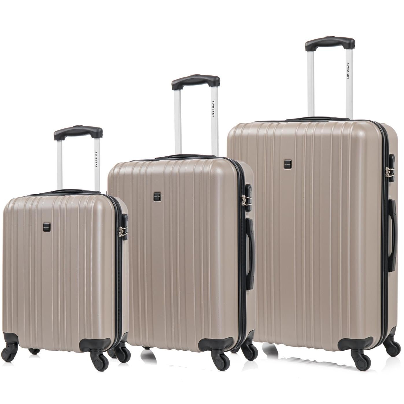 סט מזוודות 20"+24"+28" בצבעים מרהיבים מבית SWISS SKY דגם Miami