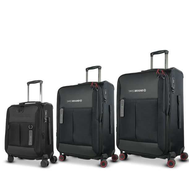 סט מזוודות בד מתרחבות איכותיות דגם Aura מבית המותג השוויצרי SwissBrand