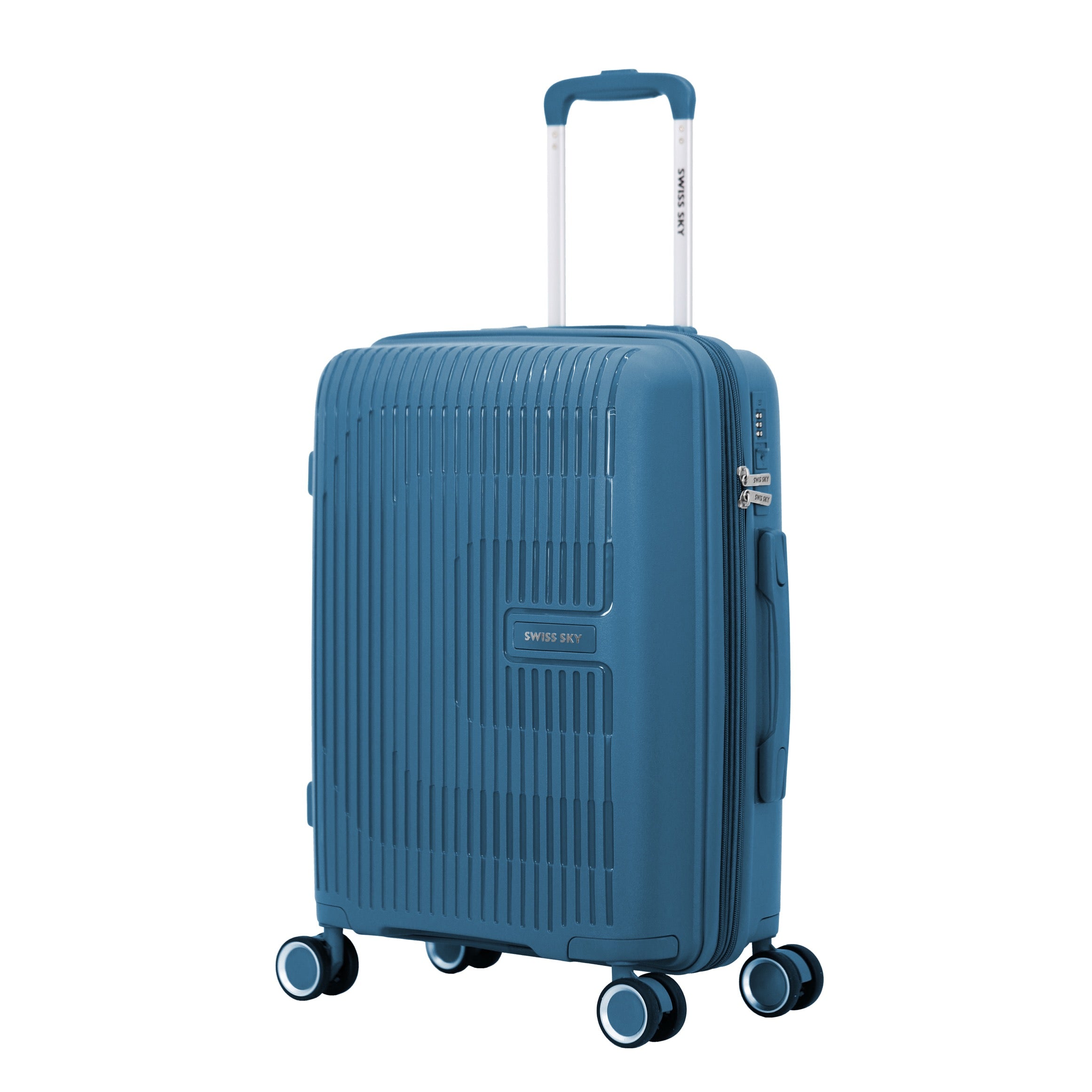 SWISS SKY סט 3 מזוודות קשיחות בלתי שבירות PP דגם Traveler כולל כרית טיסה מתנה מבית המותג היוקרתי