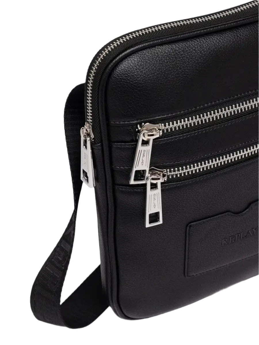 תיק צד שחור crossbody דמוי עור מבית REPLAY