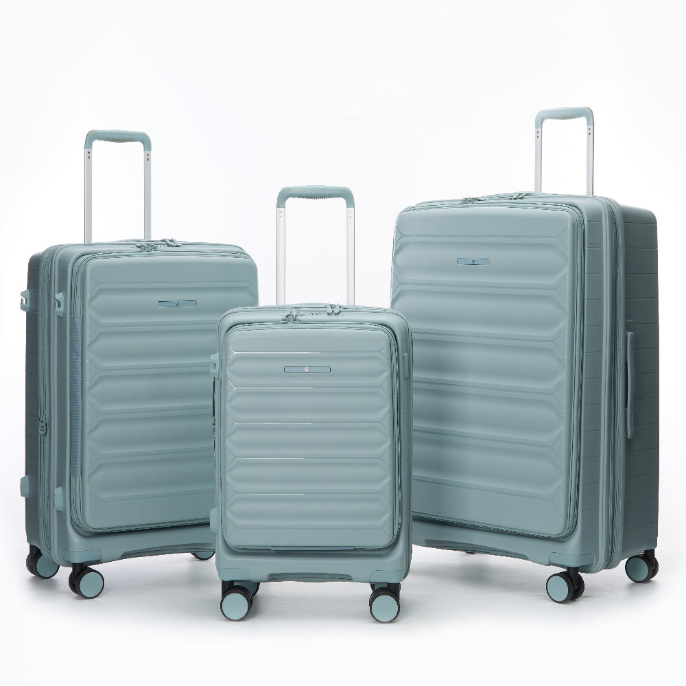 סט מזוודות קשיחות בלתי שבירות עם פתיחה כפולה דגם Tenby Monti מבית היוקרה האנגלי VERAGE בצבע תכלת 