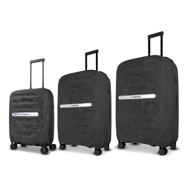 סט מזוודות קשיחות בעיצוב מיוחד דגם Marble מבית המותג השוויצרי SwissBrand