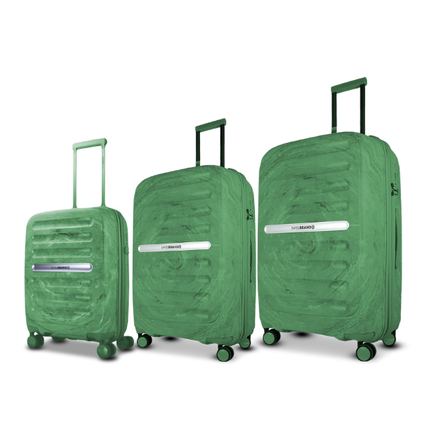 סט מזוודות קשיחות בעיצוב מיוחד דגם Marble מבית המותג השוויצרי SwissBrand