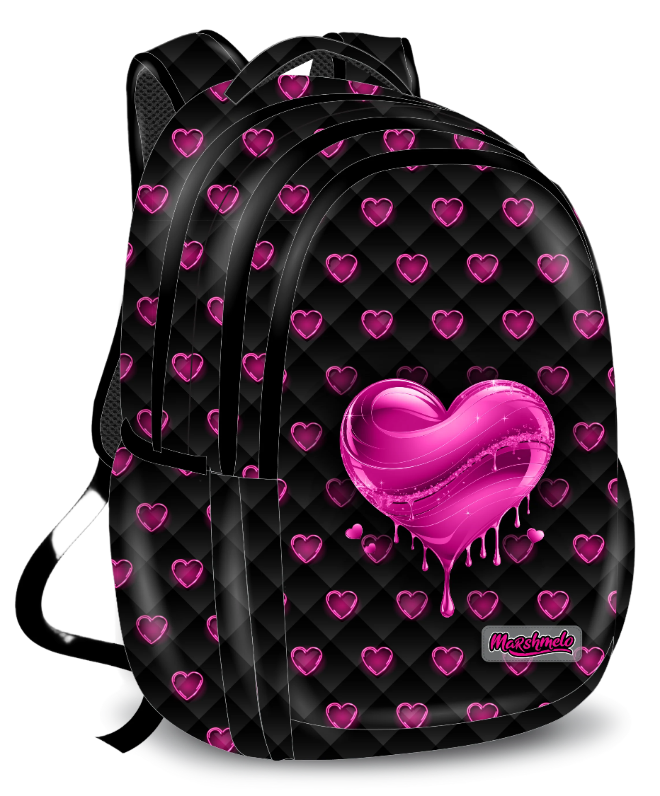 תיק גב לבית ספר עם הדפס דגם Pink Heart מבית המותג MARSHMELO