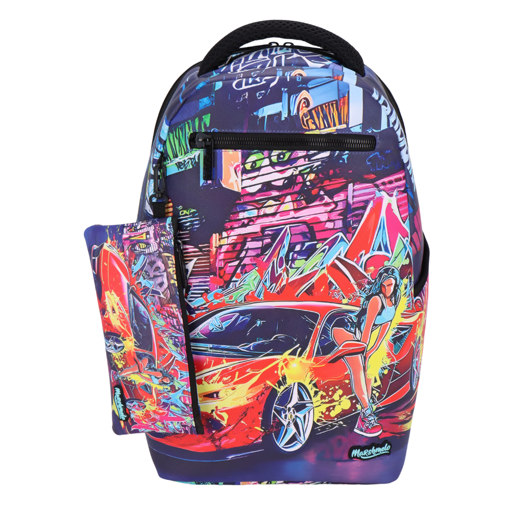 תיק מרופד + קלמר דגם Red Car מסדרת Hype City מבית Marshmelo