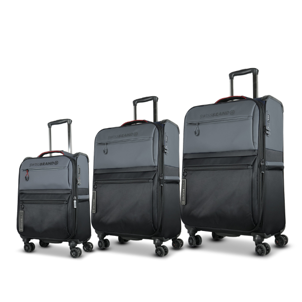סט מזוודות בד מתרחבות איכותיות דגם Vela מבית המותג השוויצרי SwissBrand