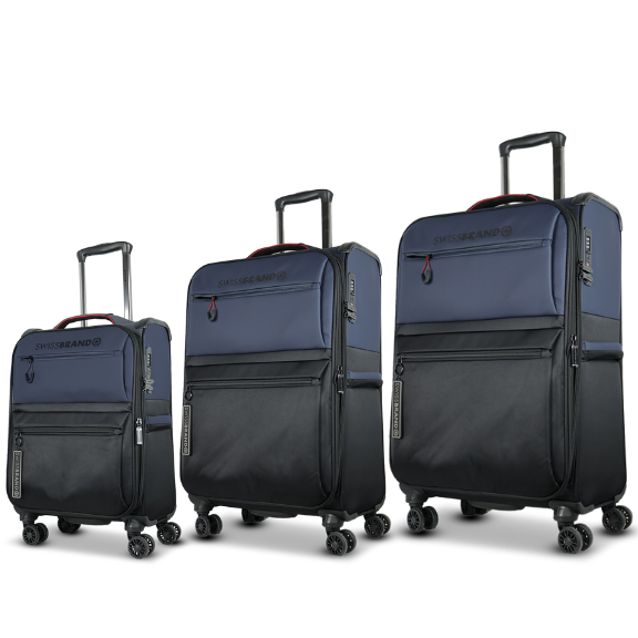 סט מזוודות בד מתרחבות איכותיות דגם Vela מבית המותג השוויצרי SwissBrand