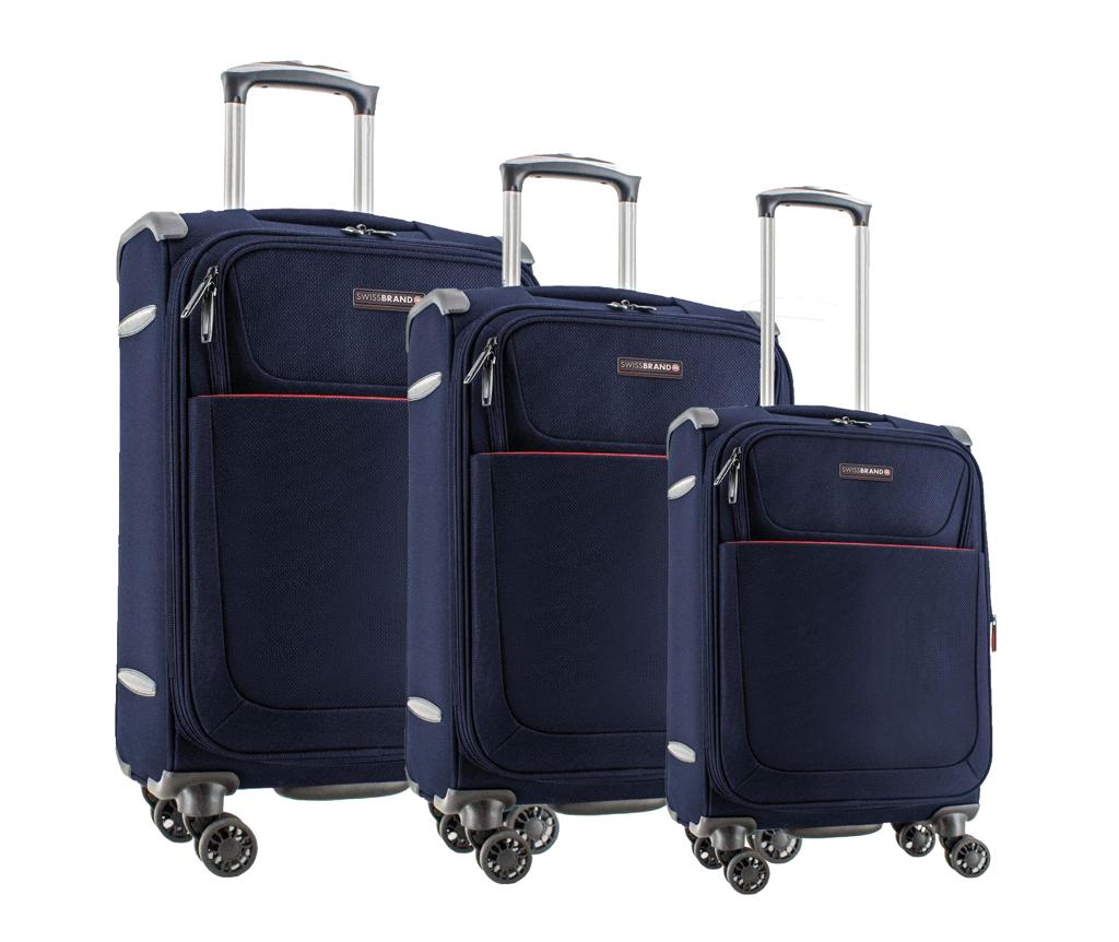 ✮מותג שוויצרי מקורי✮ סט 3 מזוודות בד חזק במיוחד מבית המותג השוויצרי SwissBrand דגם Fairview
