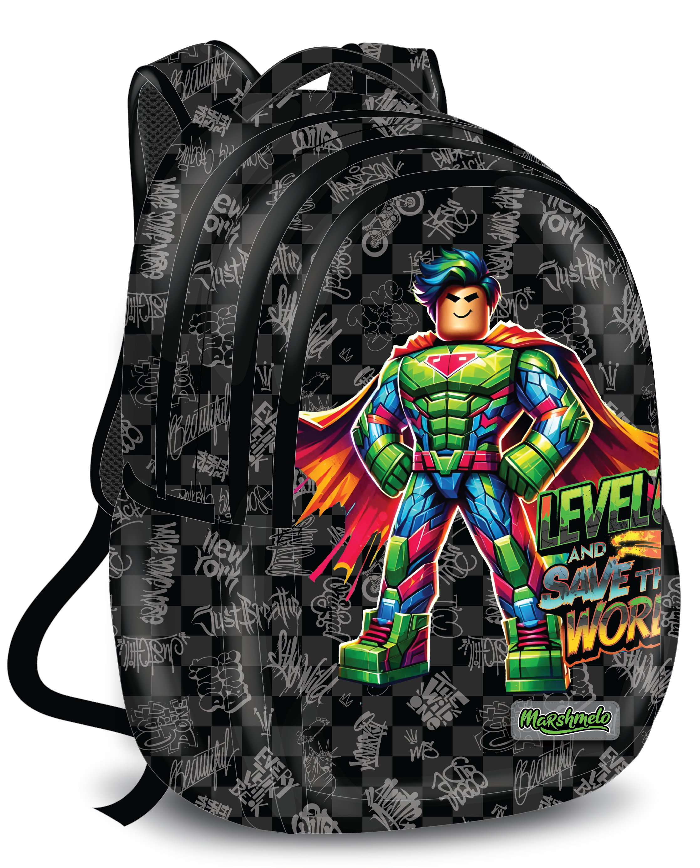 תיק גב לבית ספר עם הדפס דגם Super Hero מבית המותג MARSHMELO
