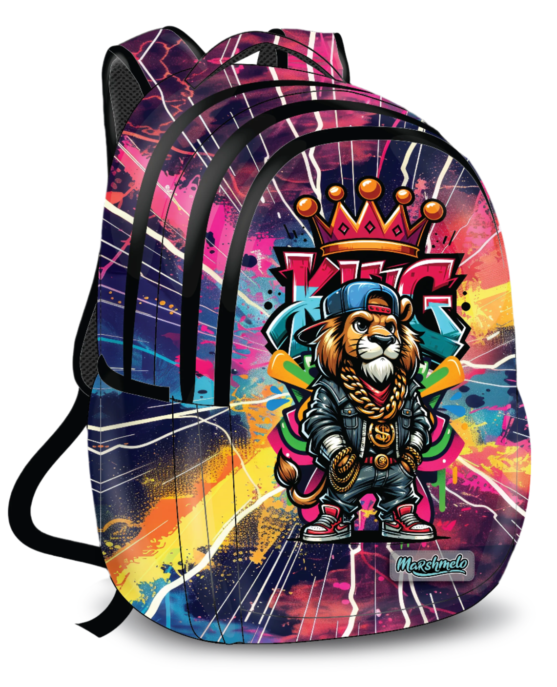 תיק גב לבית ספר עם הדפס גרפיטי דגם Lion King מבית המותג MARSHMELO