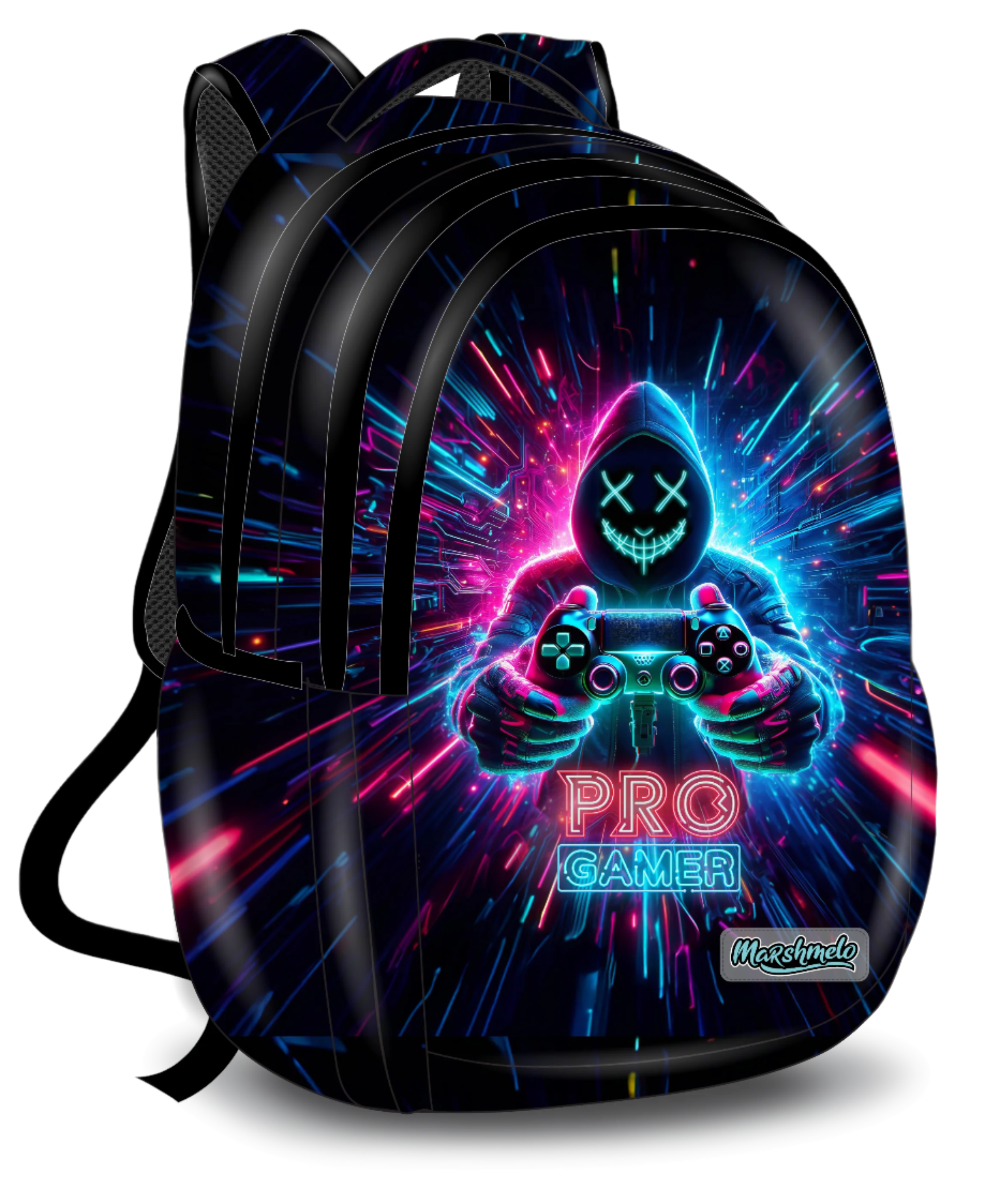 תיק גב לבית ספר עם הדפס דגם Neon Gaming מבית המותג MARSHMELO