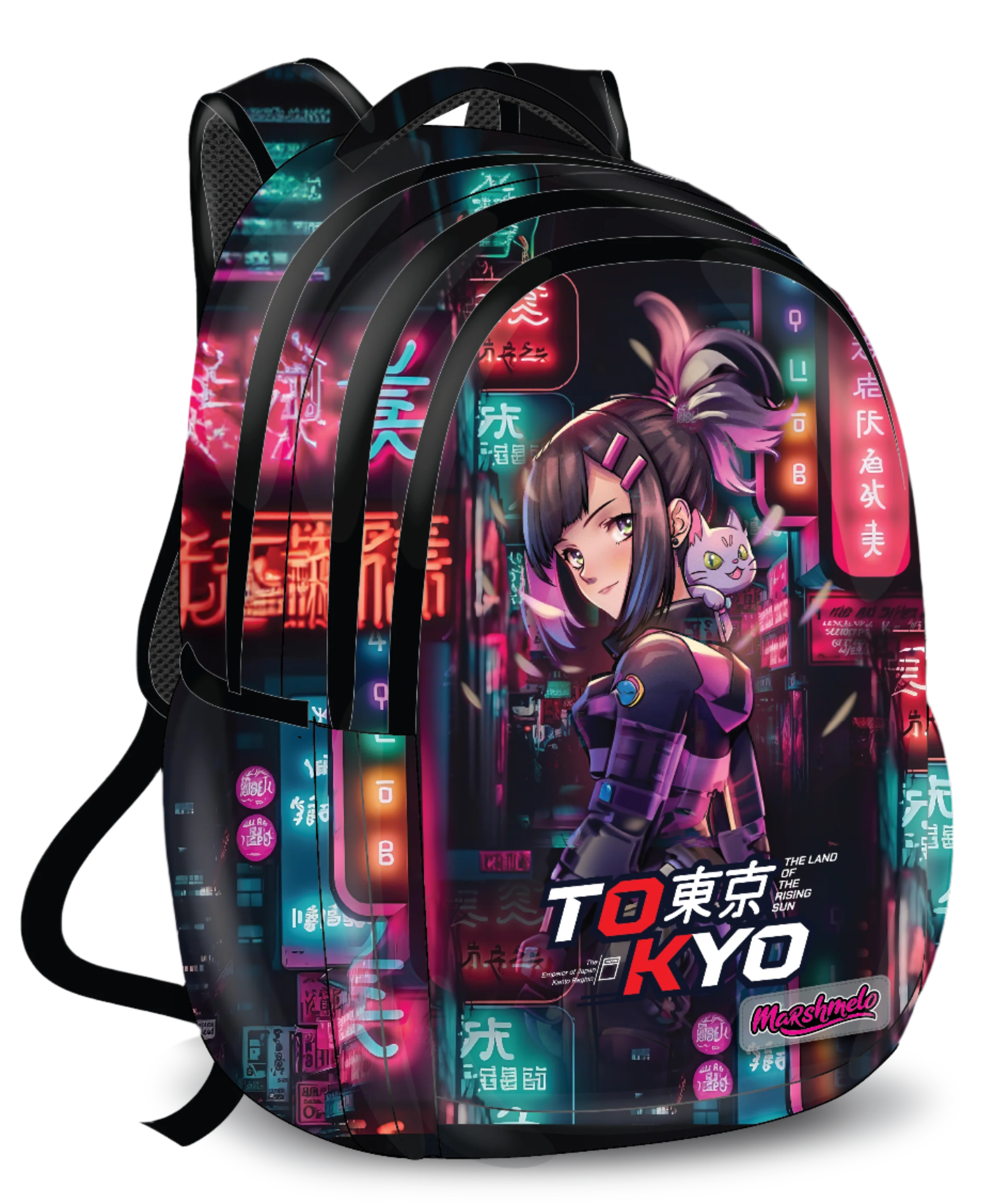 תיק גב לבית ספר עם הדפס דגם Tokyo מבית המותג MARSHMELO