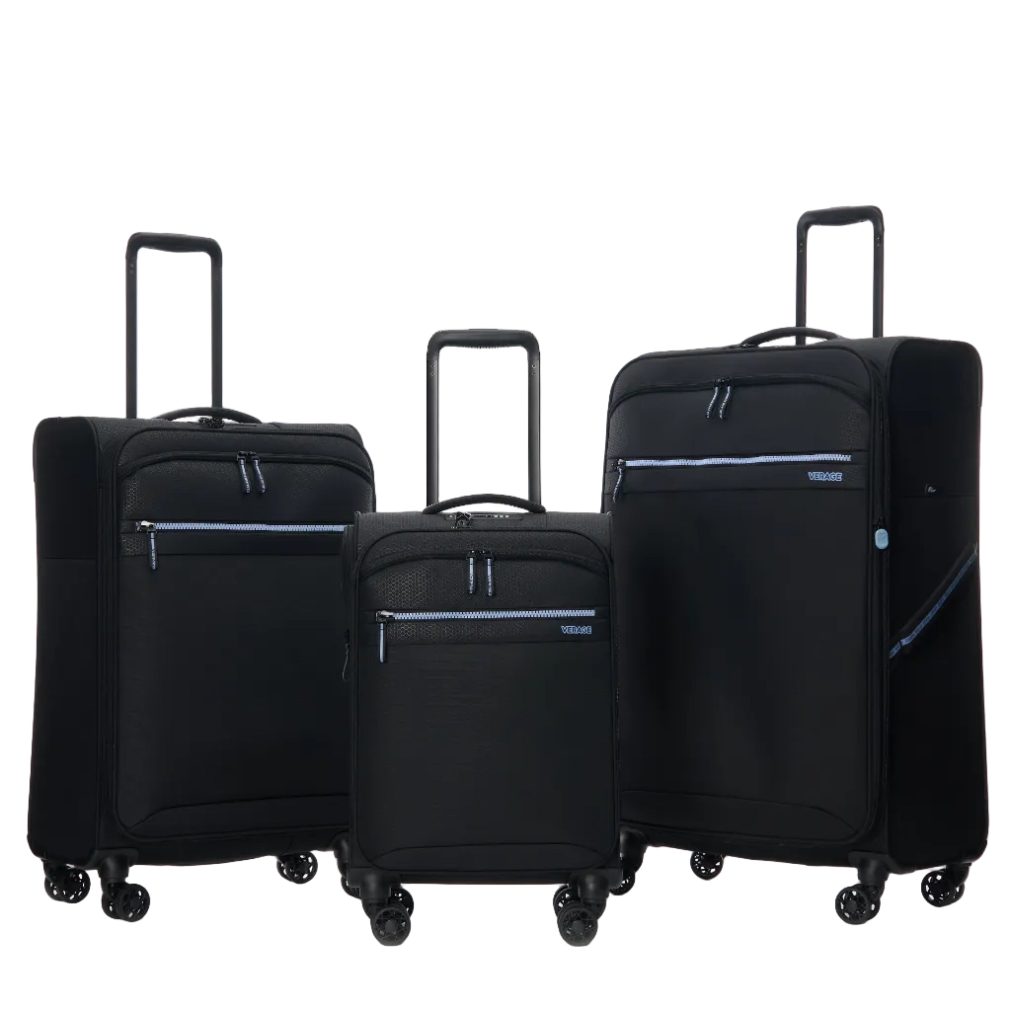 סט שלוש מזוודות בד אולטרא לייט פרימיום דגם windermere מבית מותג היוקרה Verage אנגליה צבע שחור