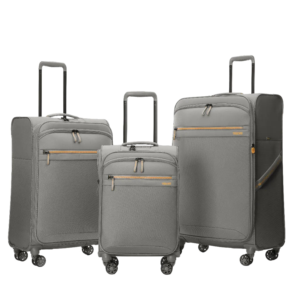 סט שלוש מזוודות בד אולטרא לייט פרימיום דגם windermere מבית מותג היוקרה Verage אנגליה בצבע אפור 